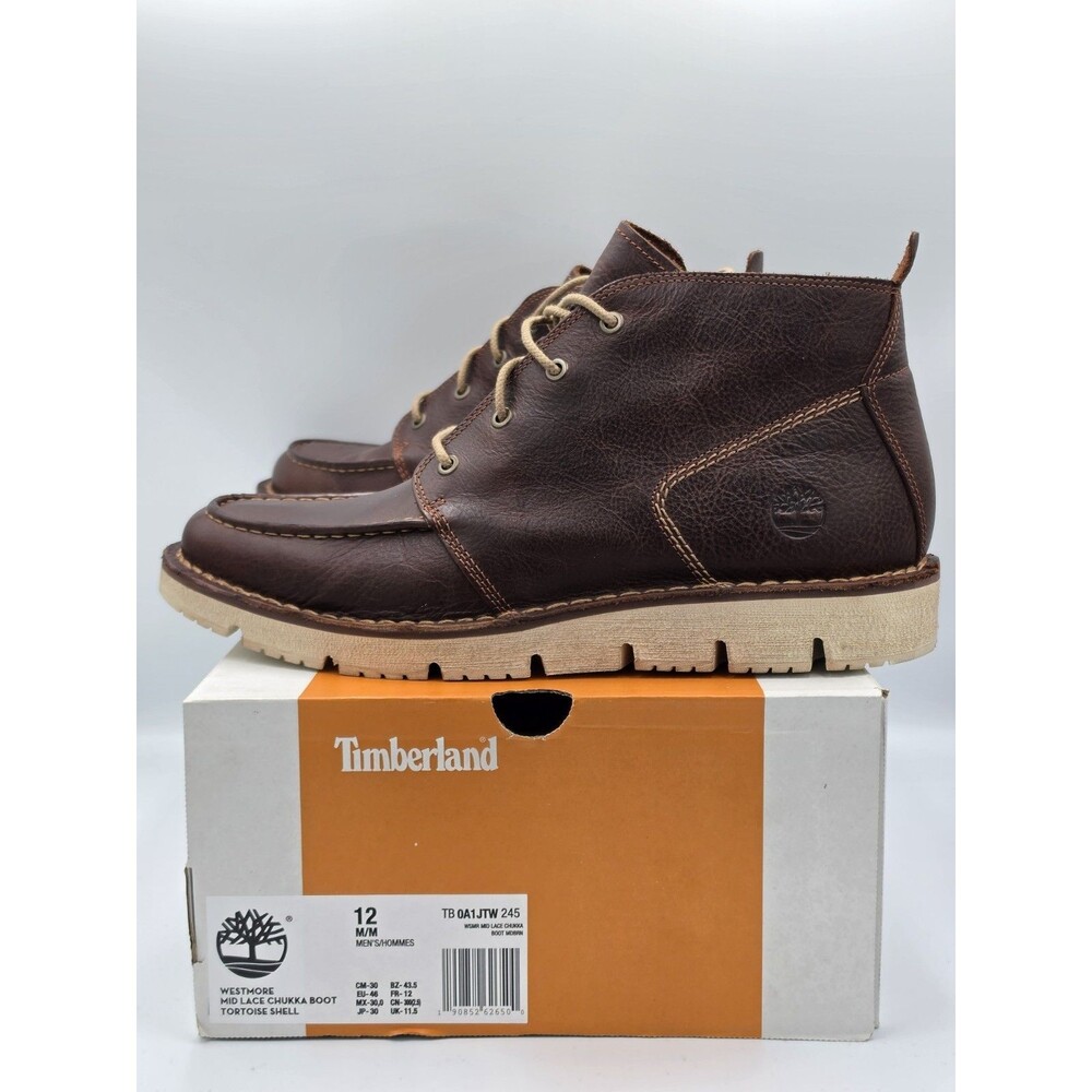 Timberland Mens Westmore Moc-Toe Chukka Leather Boots Brown Tortoise Shell Sz 12
